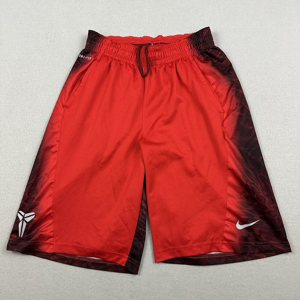 Nike Shorts Men Small Red Solid Woven Black Mamba Logo Dri Fit Pockets S